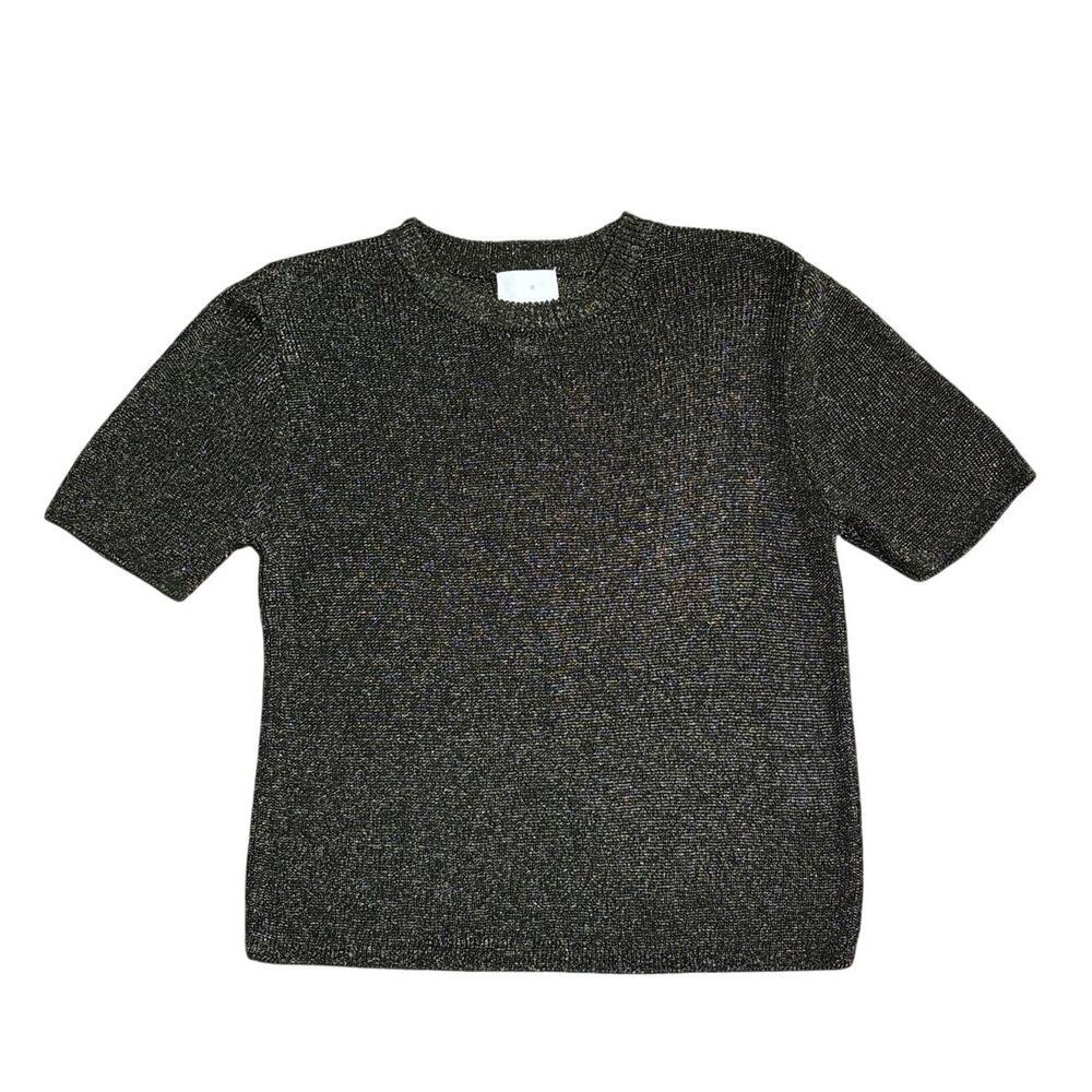 H&M Metallic Lurex Short Sleeve Boxy Sweater XS